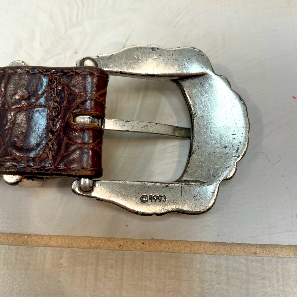 Vintage Brown Leather Belt With Ornate Silver Detail 1993 - Picture 7 of 8
